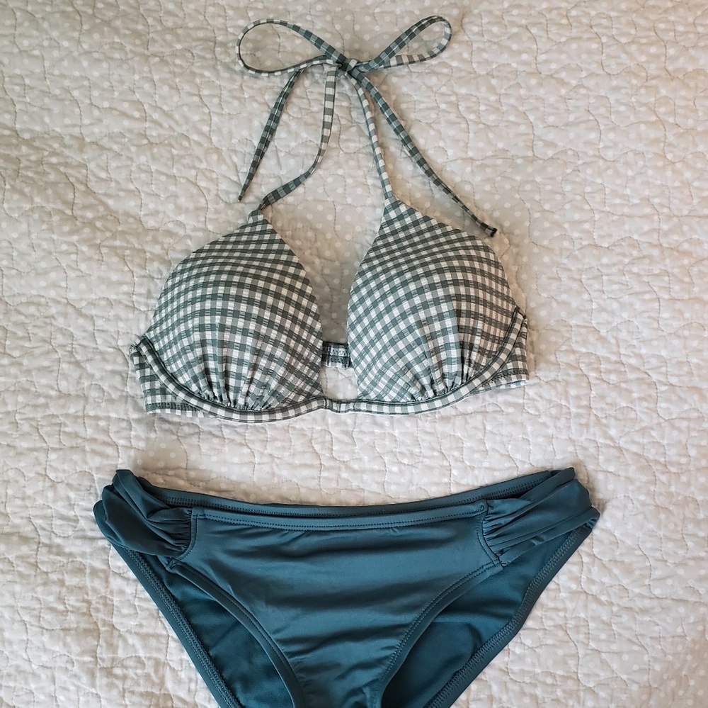 Target green plaid bikini with bottoms